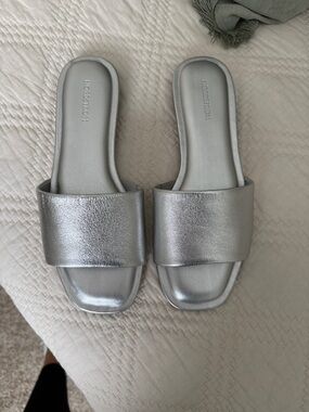 Nordstrom Metallic Silver Slide Mules